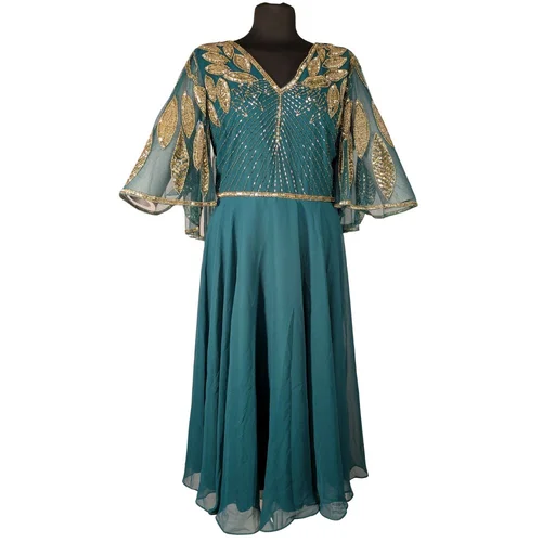 Butik Premium – Suknia Szmaragdowa Złote Koraliki Gatsby R. 38/40 - zdjęcie 2