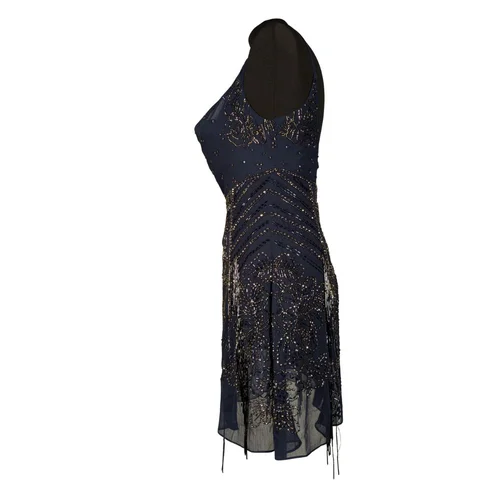 ASOS Design – Sukienka Mini Art Deco Granatowa Frędzle R. 36 - zdjęcie 4