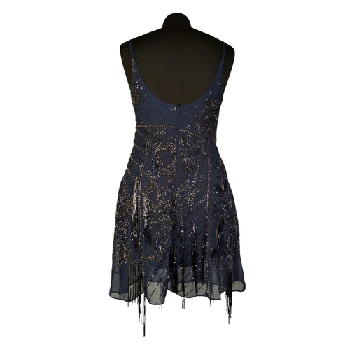 ASOS Design – Sukienka Mini Art Deco Granatowa Frędzle R. 36 - zdjęcie 5