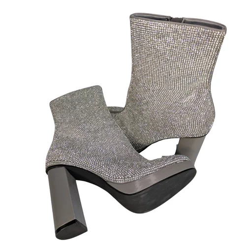 ASOS Design – Botki Srebrne Cyrkonie Platforma R. 40,5 - zdjęcie 5