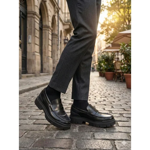 HUGO – Męskie Półbuty ze Skóry Naturalnej Chunky Black 42 - zdjęcie 6