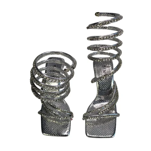 SIMMI London – Srebrne Sandały Spiralne z Cyrkoniami Snake Spiral R. 36 - zdjęcie 2