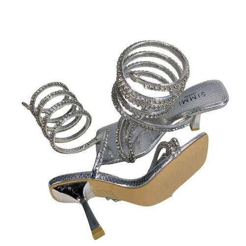SIMMI London – Srebrne Sandały Spiralne z Cyrkoniami Snake Spiral R. 36 - zdjęcie 5