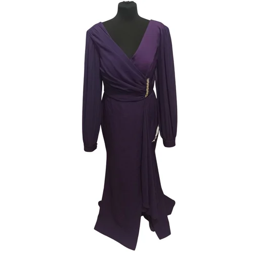 CARMEN – Śliwkowa Suknia Maxi Royal Plum z Klamrą R. 44 (XXL) - zdjęcie 2