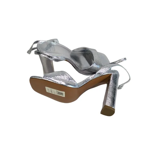 ASOS Design – Sandały Srebrne Słupek Crackle R. 36 - zdjęcie 4