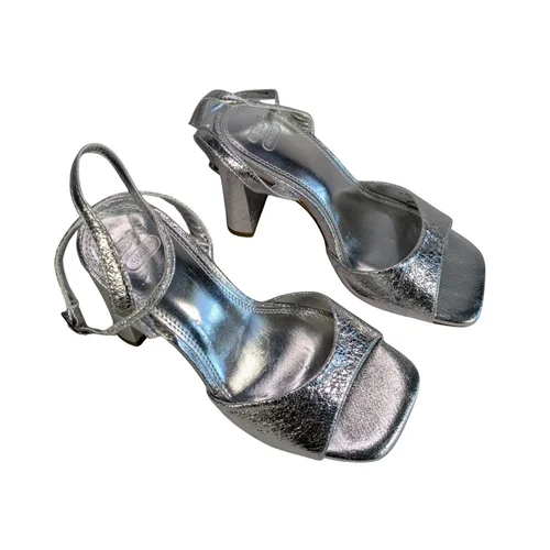 ASOS Design – Sandały Srebrne Słupek Crackle R. 36 - zdjęcie 5