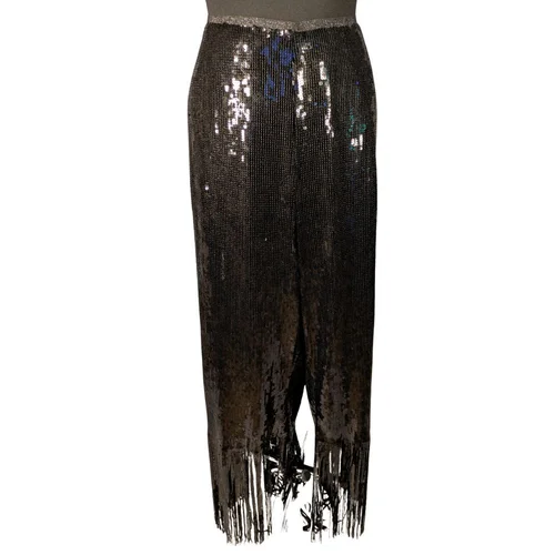 River Island Plus – Spodnie Cekiny i Frędzle Czarne R. 50 - zdjęcie 2