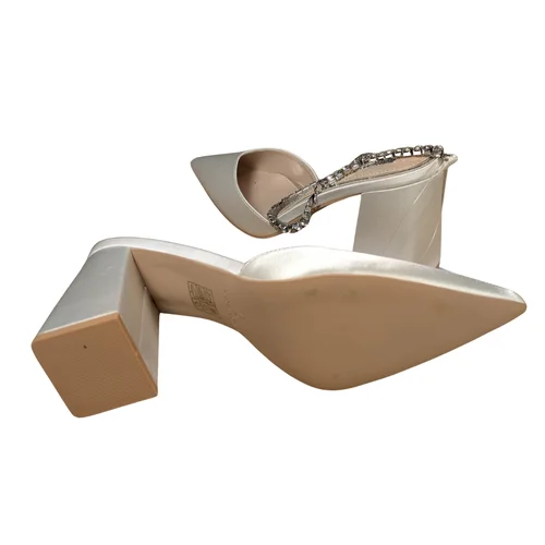 Be Mine – Białe Szpilki Mule z Cyrkoniowym Łańcuszkiem 38 - zdjęcie 3