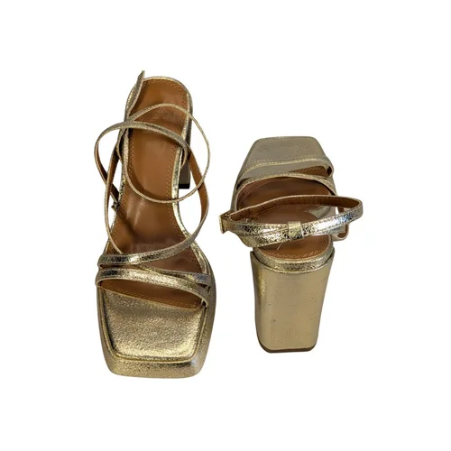 ASOS Design – Sandały Złote Platforma Crackle R. 37 - zdjęcie 2