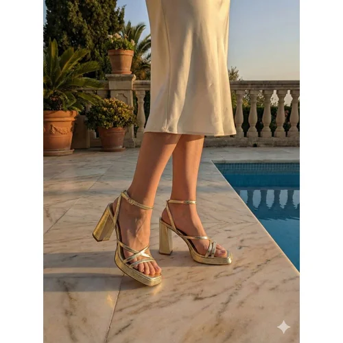 ASOS Design – Sandały Złote Platforma Crackle R. 37 - zdjęcie 6