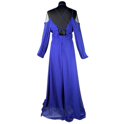 She Wella Sukienka Wieczorowa Chiffon Saks Blue Rozmiar 42 - zdjęcie 5