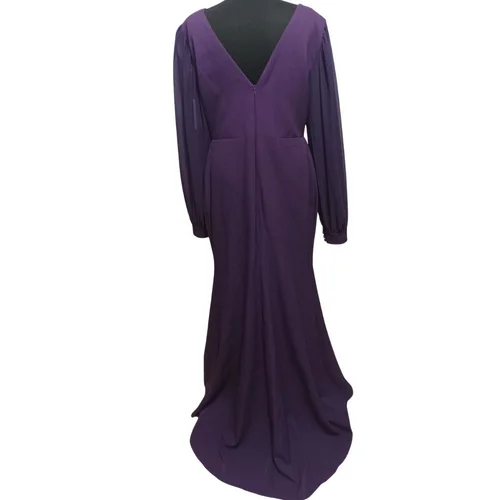 CARMEN – Śliwkowa Suknia Maxi Royal Plum z Klamrą R. 44 (XXL) - zdjęcie 4
