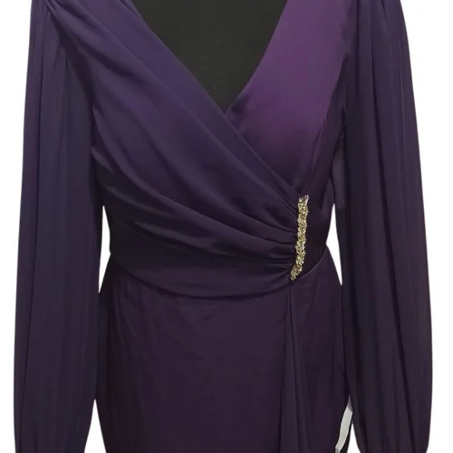 CARMEN – Śliwkowa Suknia Maxi Royal Plum z Klamrą R. 44 (XXL) - zdjęcie 5