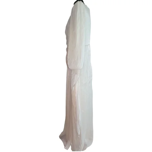 Mihir Istanbul – Szampańska Suknia Maxi z Gniecionej Tkaniny -Rozmiar 44 - zdjęcie 4