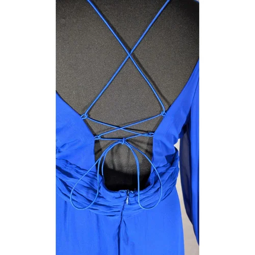 She Wella Sukienka Wieczorowa Chiffon Saks Blue Rozmiar 42 - zdjęcie 6