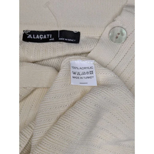 Alaçatı Stili Dzianinowy Komplet Kremowy (Bluza + Spodnie) - zdjęcie 9