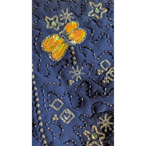 ASOS Design – Top Gorsetowy Granatowy z Koralikami i Cekinami R. 36 - zdjęcie 5