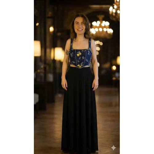 ASOS Design – Top Gorsetowy Granatowy z Koralikami i Cekinami R. 36 - zdjęcie 8