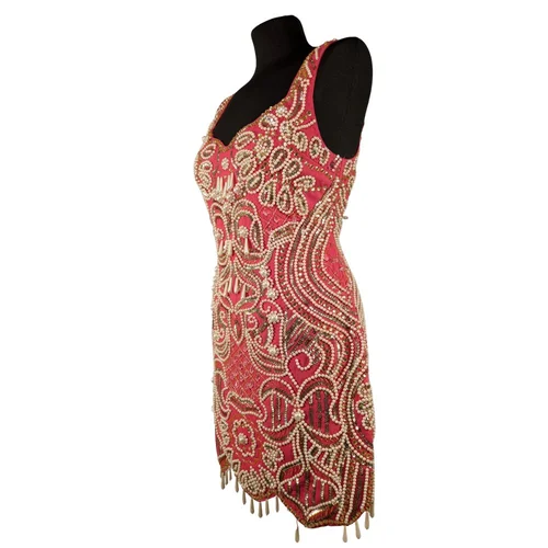 ASOS Design – Różowa Sukienka Mini z Koralikami 34 - zdjęcie 4