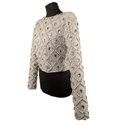 Asos Design Bolerko z Perłami i Kryształkami Srebrne 36 S - zdjęcie 3