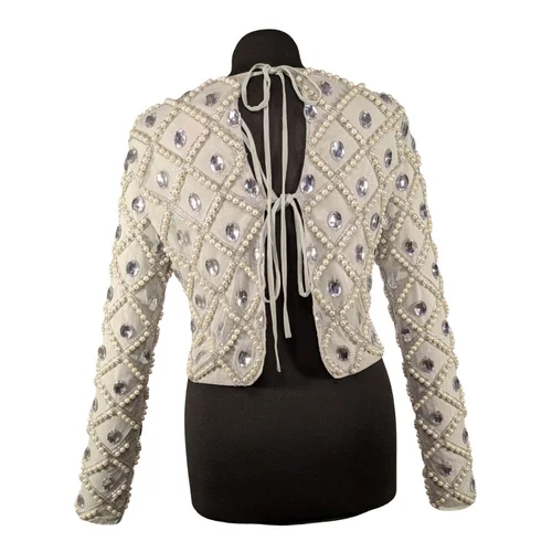 Asos Design Bolerko z Perłami i Kryształkami Srebrne 36 S - zdjęcie 5