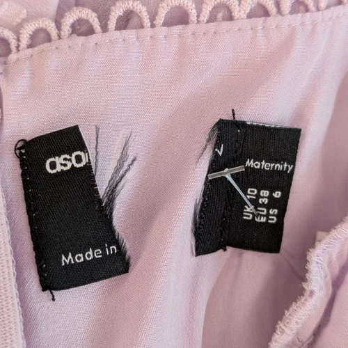 Liliowa plisowana sukienka maxi ASOS Maternity Bufiaste rękawy Rozmiar 38 - zdjęcie 11