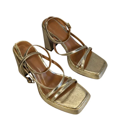 Sandały na Słupku i Platformie Asos Design Złote 37 - zdjęcie 6