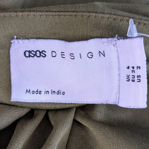 Oliwkowa wieczorowa sukienka maxi ASOS DESIGN Cekiny Koraliki Rozmiar 34 - zdjęcie 14