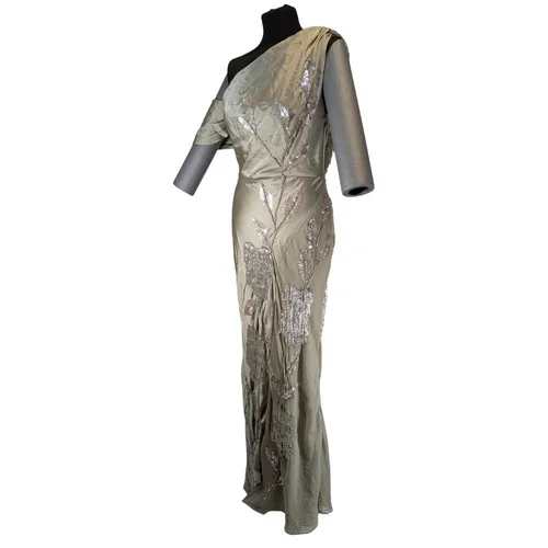 Sukienka maxi ASOS DESIGN w odcieniu szampana styl Art Deco Rozmiar 40 - zdjęcie 3