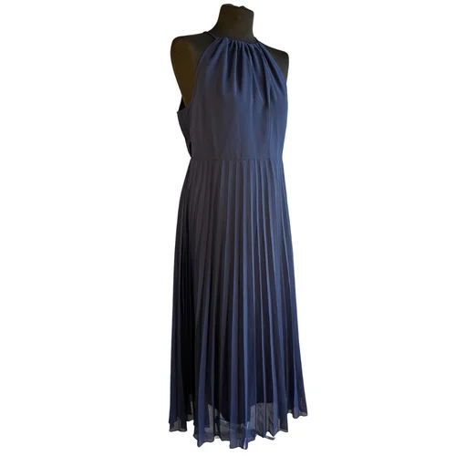 ASOS Design – Granatowa Plisowana Sukienka Midi Halter 42 (Talia 78 cm) - zdjęcie 3
