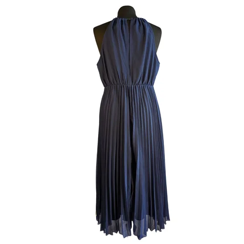 ASOS Design – Granatowa Plisowana Sukienka Midi Halter 42 (Talia 78 cm) - zdjęcie 5