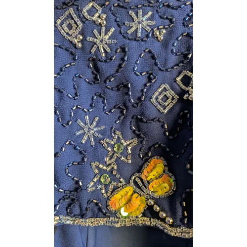 Granatowy Top ASOS DESIGN Wyszywany Koralikami 36 - zdjęcie 2