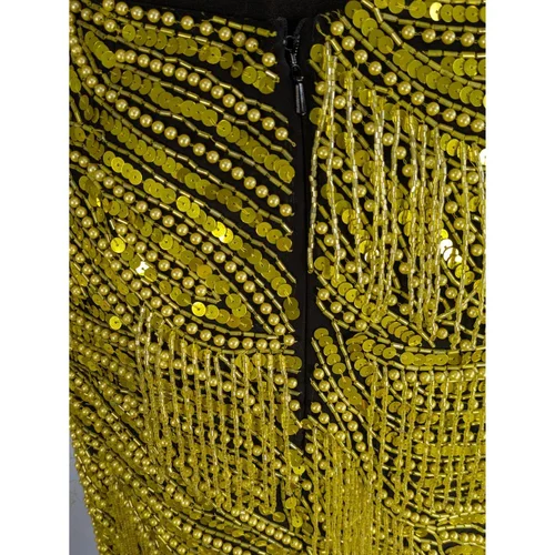 ASOS EDITION – Złota Spódnica Midi z Cekinami i Frędzlami – 36 - zdjęcie 4