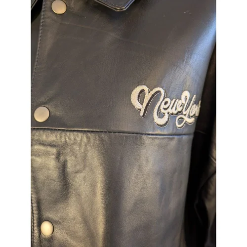 Męska Kurtka Ze Skóry Naturalnej ASOS DESIGN New York Czarna 2XL - zdjęcie 4