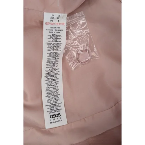 ASOS Luxe – Różowy Żakiet Cropped z Perłami i Czarną Kokardą 36 - zdjęcie 2