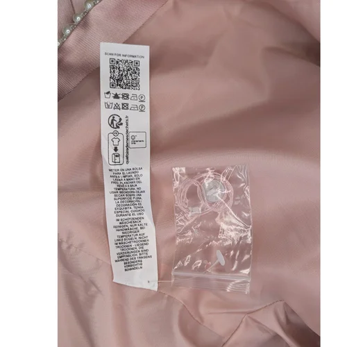 ASOS Luxe – Różowy Żakiet Cropped z Perłami i Czarną Kokardą 36 - zdjęcie 3