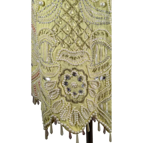 ASOS LUXE – Cytrynowa Sukienka Mini z Perłami – 42 - zdjęcie 8