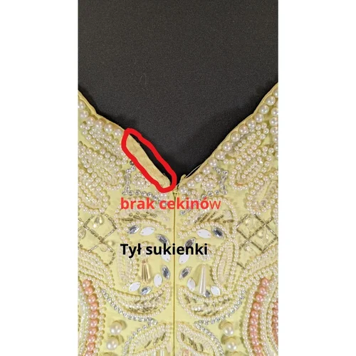 ASOS LUXE – Cytrynowa Sukienka Mini z Perłami – 42 - zdjęcie 9