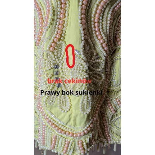 ASOS LUXE – Cytrynowa Sukienka Mini z Perłami – 42 - zdjęcie 10