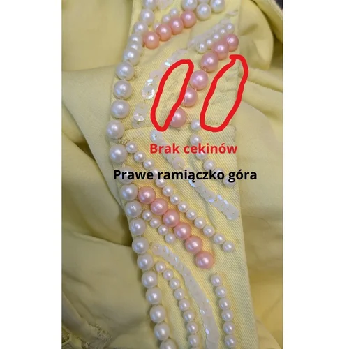 ASOS LUXE – Cytrynowa Sukienka Mini z Perłami – 42 - zdjęcie 11