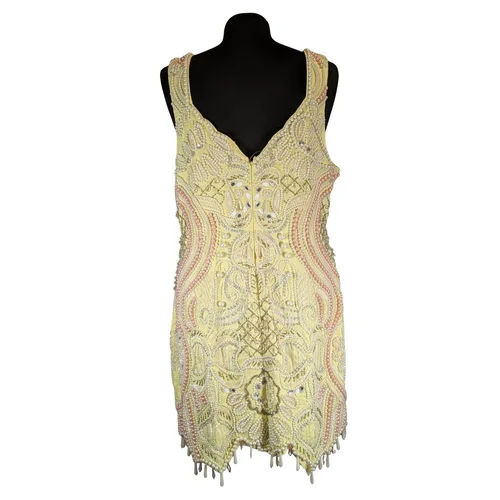 ASOS LUXE – Cytrynowa Sukienka Mini z Perłami – 42 - zdjęcie 12