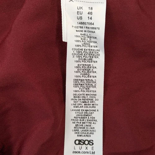 Bordowa gorsetowa sukienka maxi ASOS Kaskadowe falbany Wiązanie Rozmiar 46 - zdjęcie 12