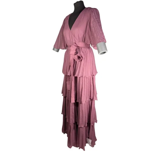 Plisowana Suknia Maxi z Falbanami ASOS Brudny Róż 44 - zdjęcie 2