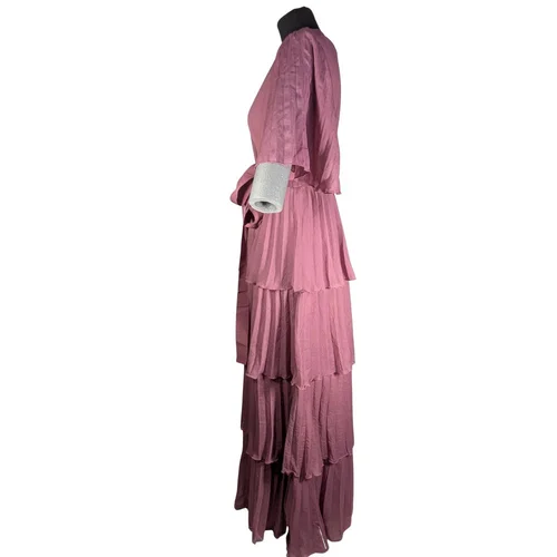 Plisowana Suknia Maxi z Falbanami ASOS Brudny Róż 44 - zdjęcie 3