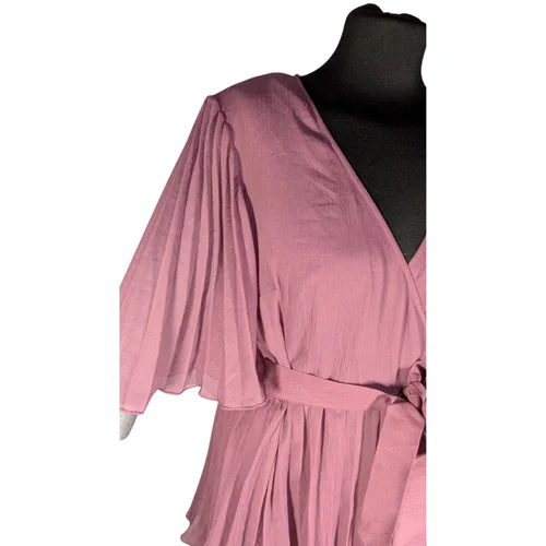 Plisowana Suknia Maxi z Falbanami ASOS Brudny Róż 44 - zdjęcie 7