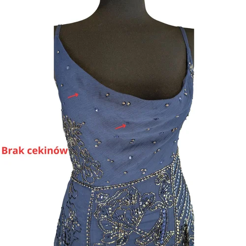 ASOS Design– Granatowa Sukienka Mini Zdobiona Koralikami 36 - zdjęcie 7