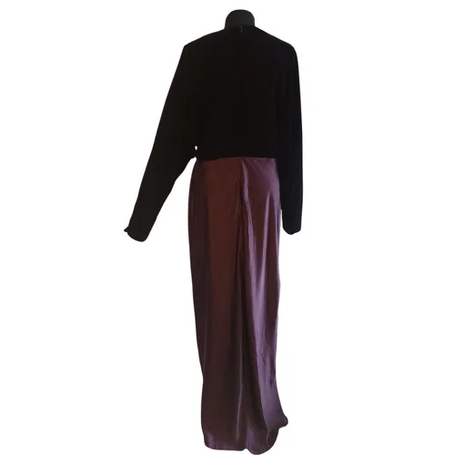 Wieczorowa Suknia Maxi Welur Satyna ASOS Bordowa 46 - zdjęcie 3