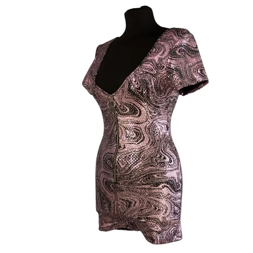 AsYou Błyszczący Romper z Wycięciem na Plecach Różowy 34 XS - zdjęcie 3