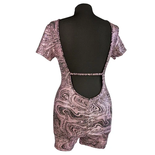 AsYou Błyszczący Romper z Wycięciem na Plecach Różowy 34 XS - zdjęcie 5