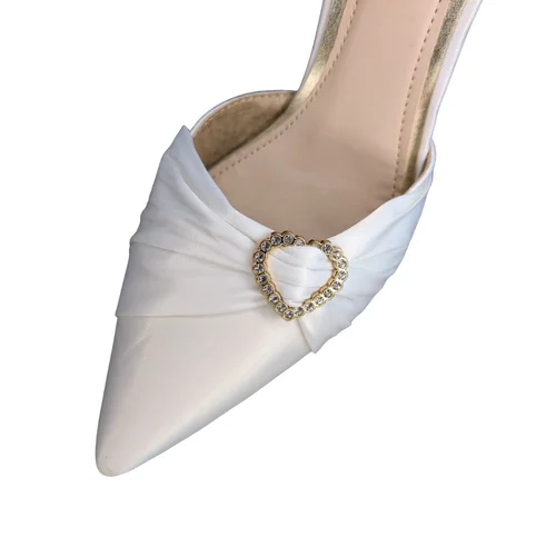 Be Mine Alanna – Ślubne Sandały na Szpilce Ivory Biżuteryjne Serce 38 - zdjęcie 2